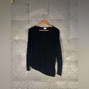 Club Monaco Italian Yarn Asymmetrical Black Longsleeve Sweater Designer Blouse